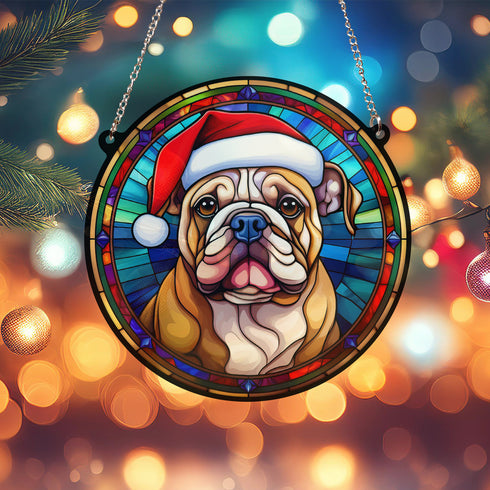 Bulldog Christmas Suncatcher